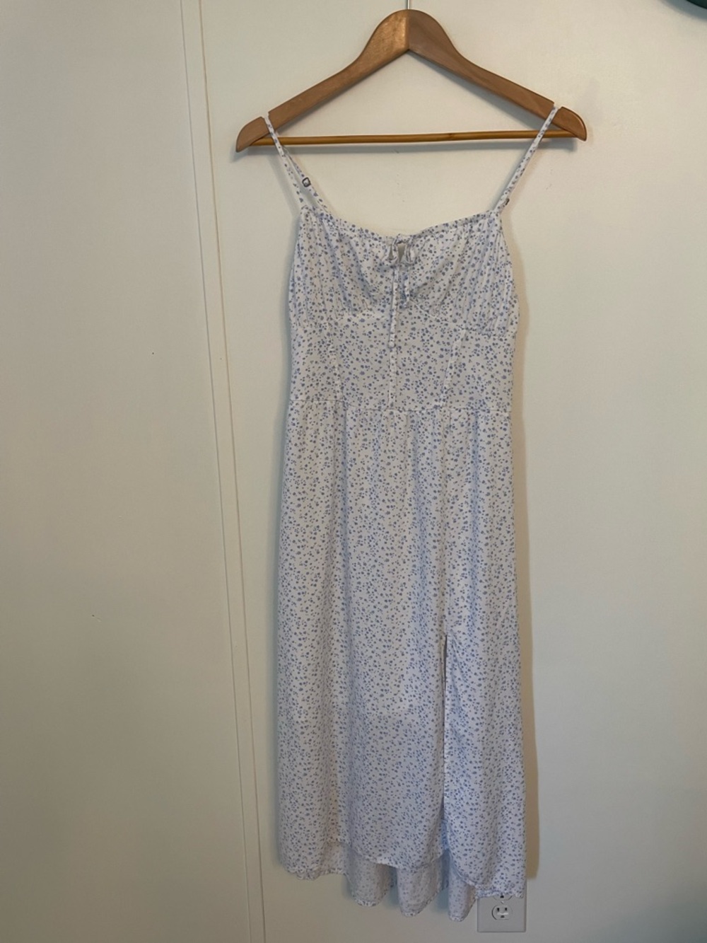 Hollister Pale Blue Floral Milkmaid Coquette Girl Dress Size M - Picture 3 of 14